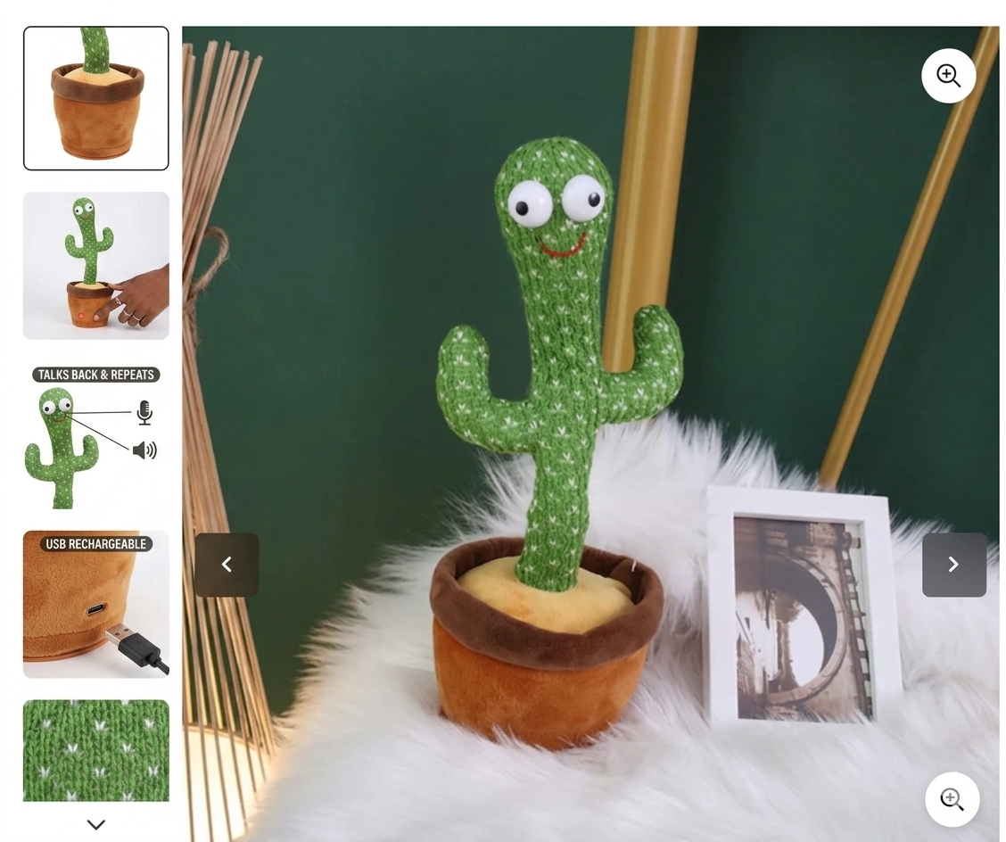 Rechargeable Cute Dancing and Talking Cactus - Large