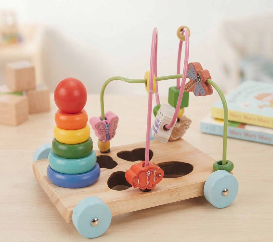 Wooden Bead Maze with Ring Tower