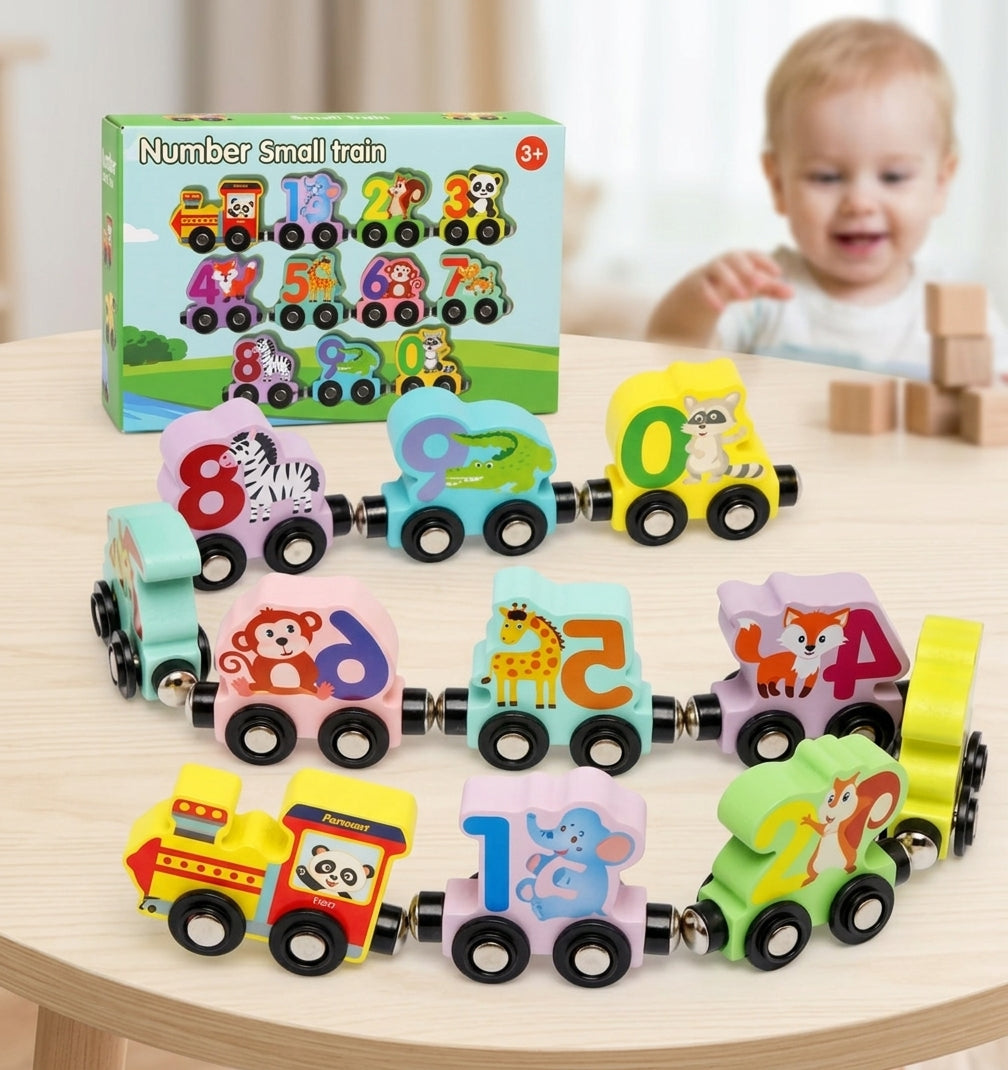 Wooden Magnetic Animal Number Train