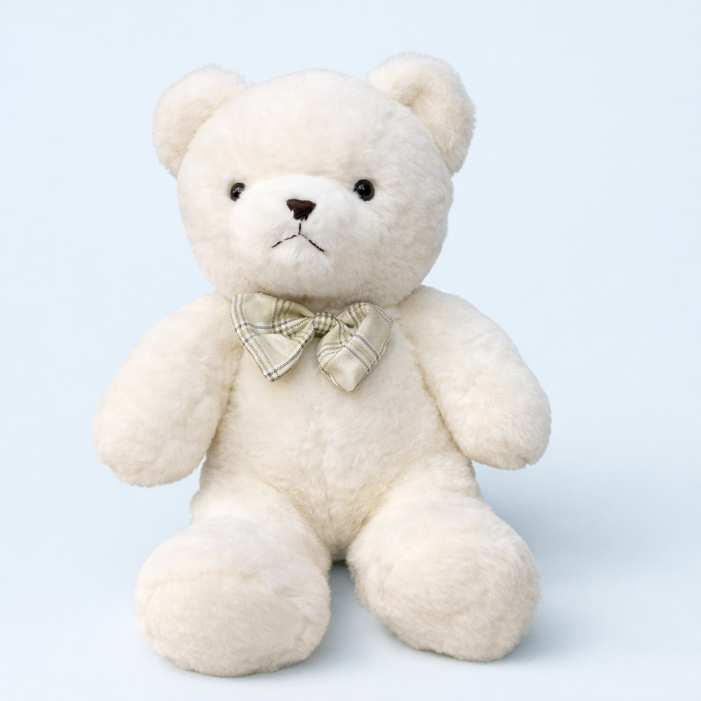 Soft White Teddy Bear Plush Toy with Bow