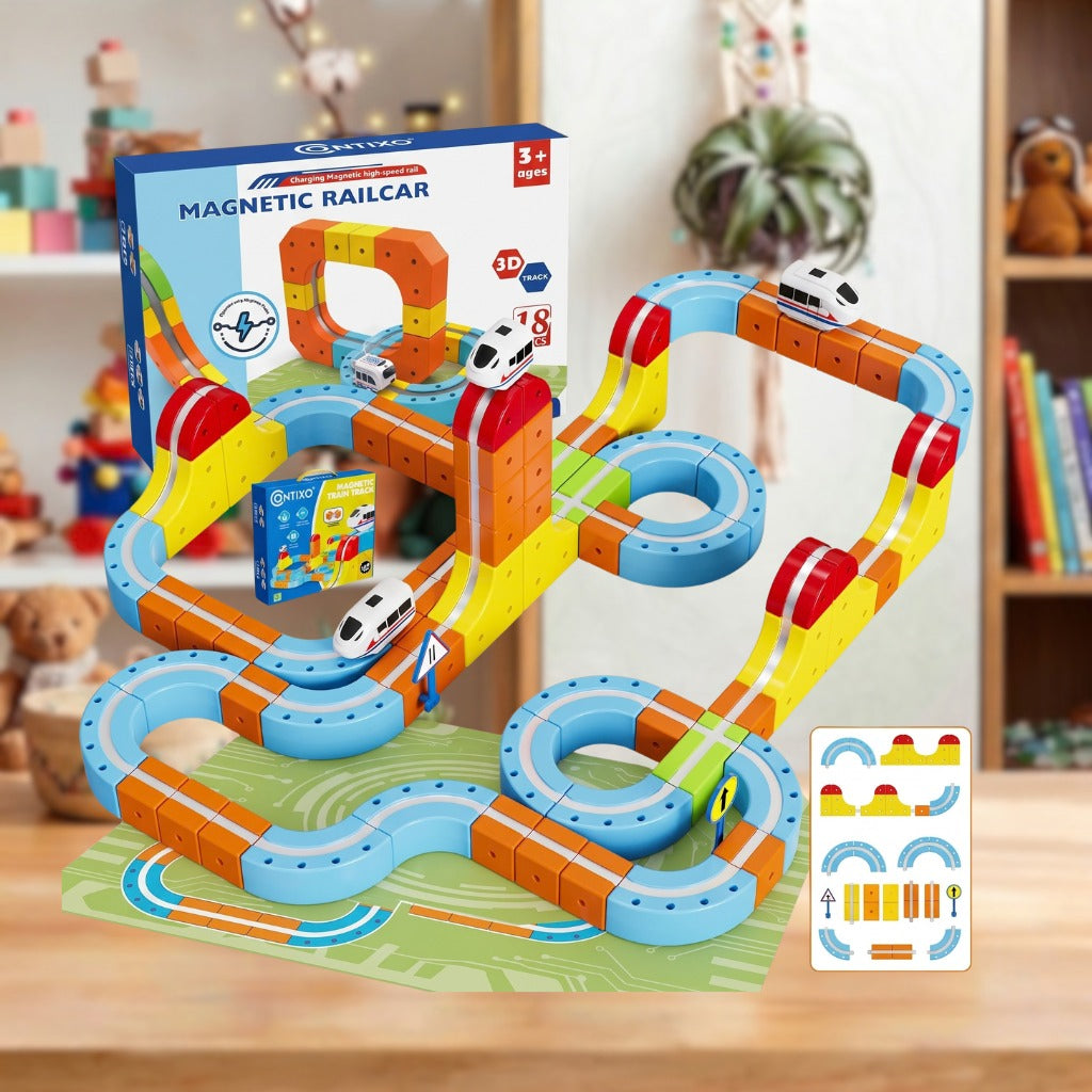 DIY 3D Magnetic High-Speed Rail Track Set (18 PCS)