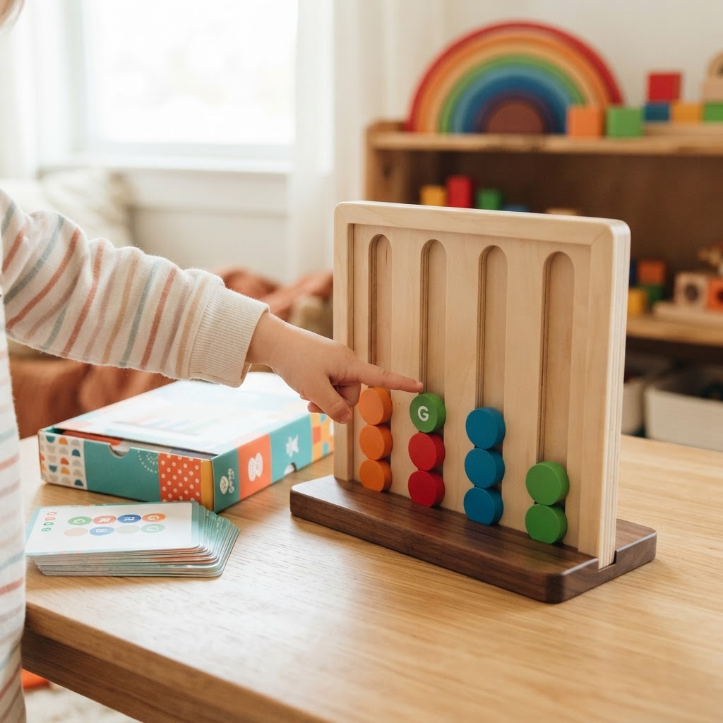 Wooden Four Colour Logic Game – Pattern Matching Toy