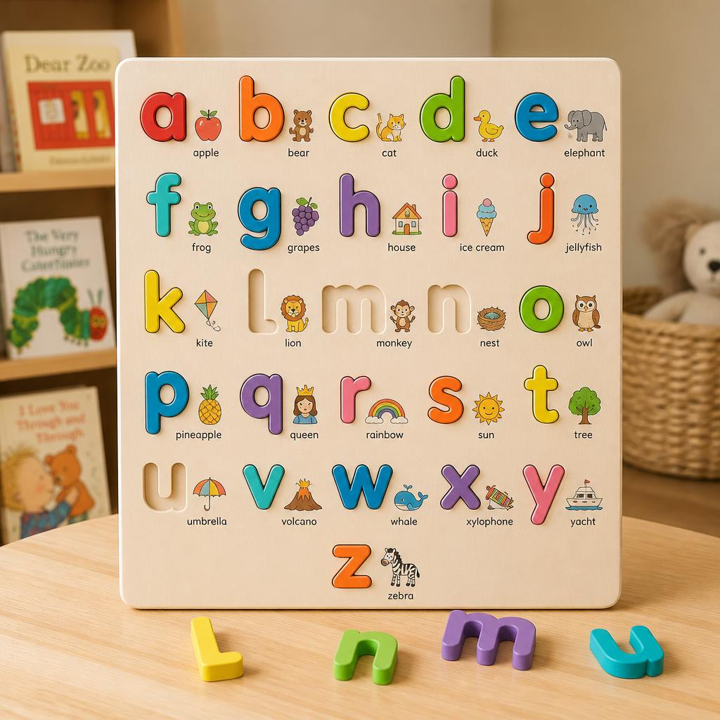 Wooden Chunky Small Abc Matching Puzzle Board