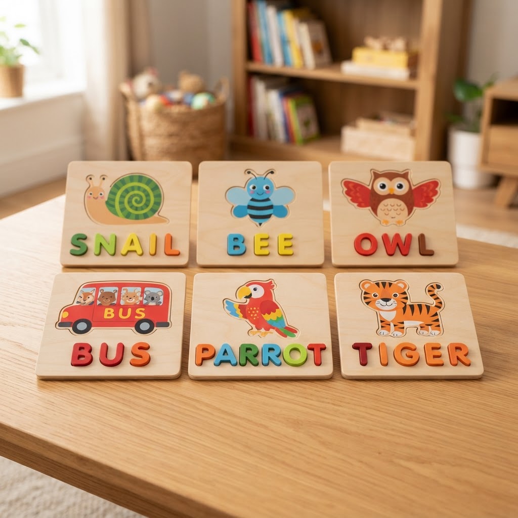 Wooden Baby Puzzles with Spellings